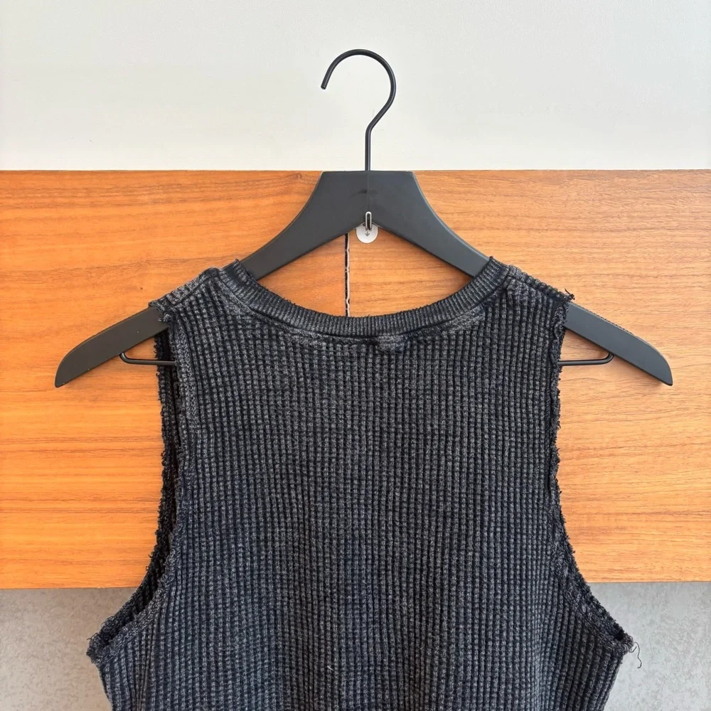 Free People One Sleeveless Interlaken Tank in Wash Black, Size L - Picture 9 of 10